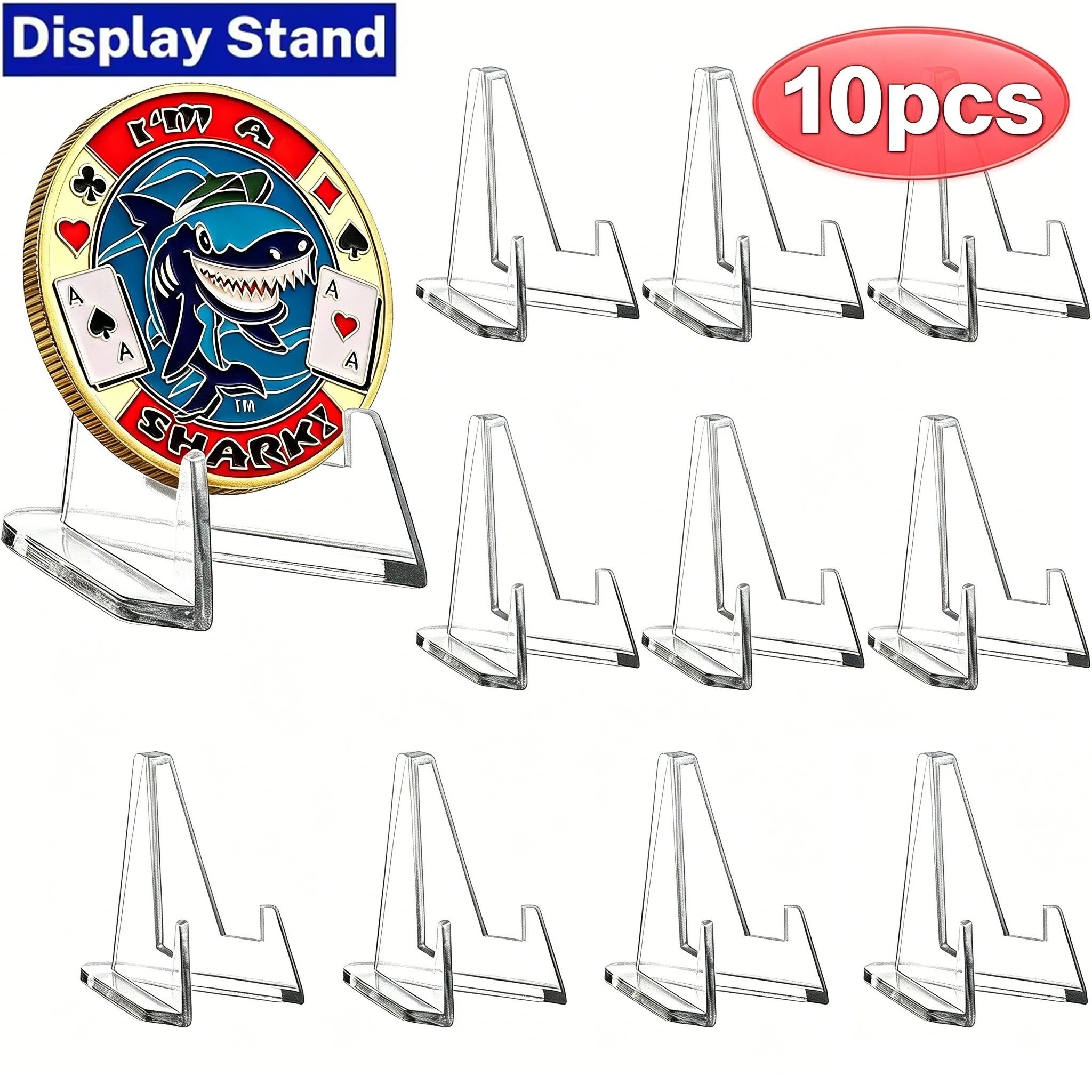 1/20PCS Transparent Acrylic Coin Display Stand Holders Small Easel Rack Trading Card Holder Collection Coin Capsule Holder