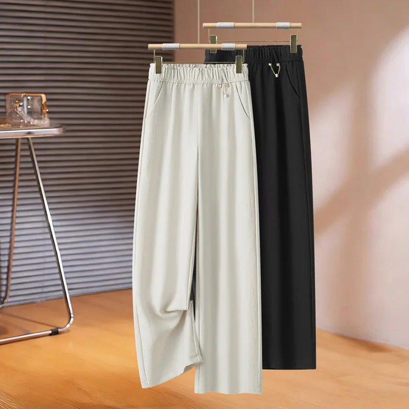 

High Waist Straight Leg Linen Suit Pants Women's Loose Fitting Casual Trousers Spring Summer New Sle Slimming Wide Leg