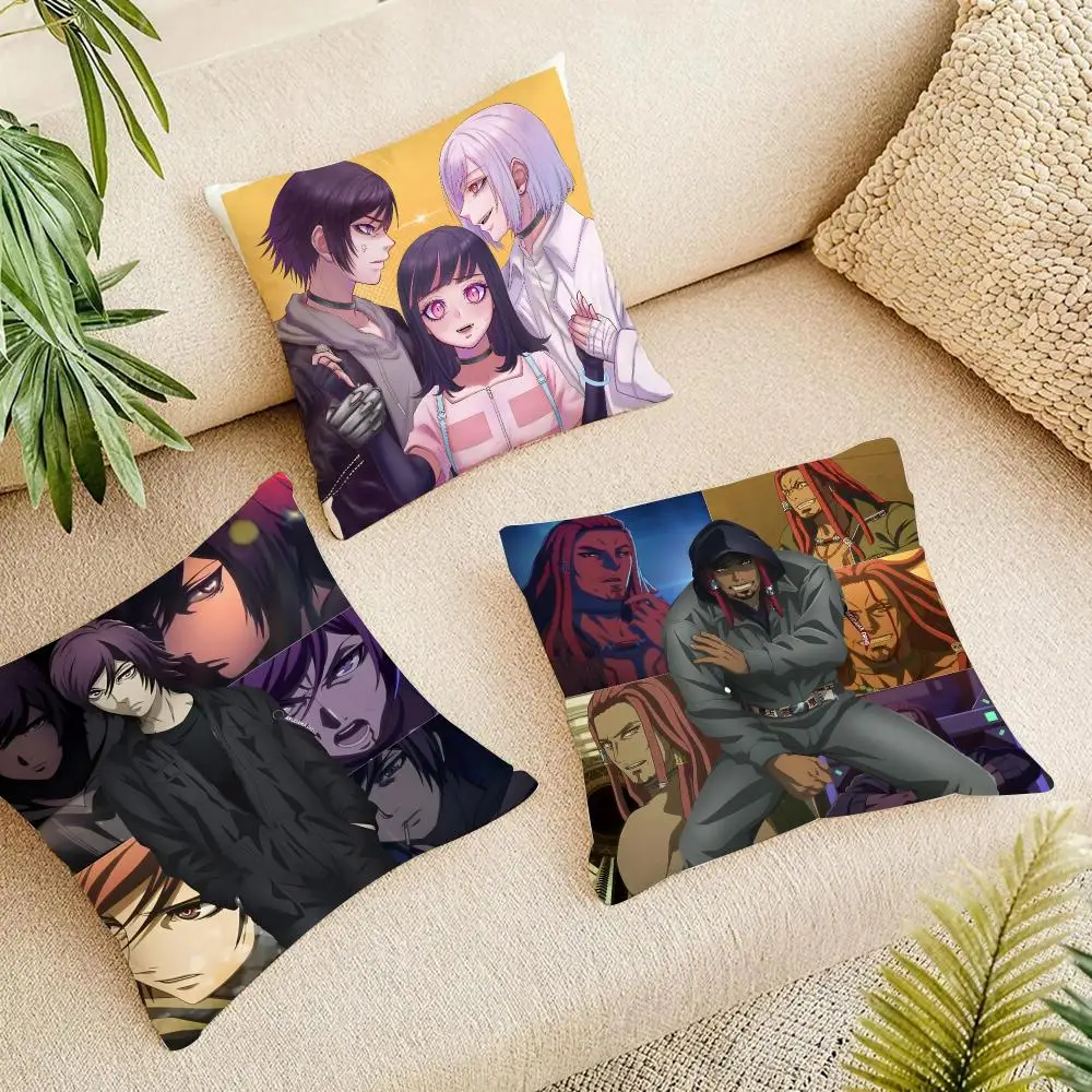 Cyber Anime Akudama Drive Cushion Cover Short Plush Pillowcase, Washable Wrinkle Resistant Cover for Bedroom Gift