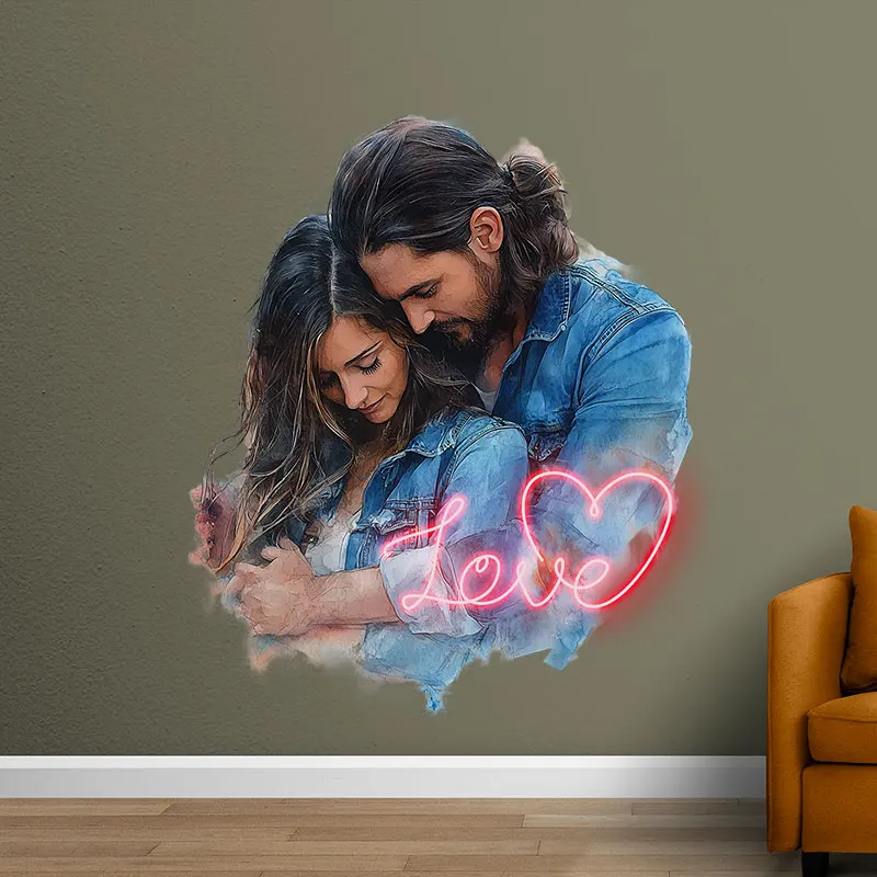 Lovers Embracing Acrylic Neon Sign, LED Wall Decor Light, Personalized Neon Sign Light, Creative Gift Neon Light For Home Decor