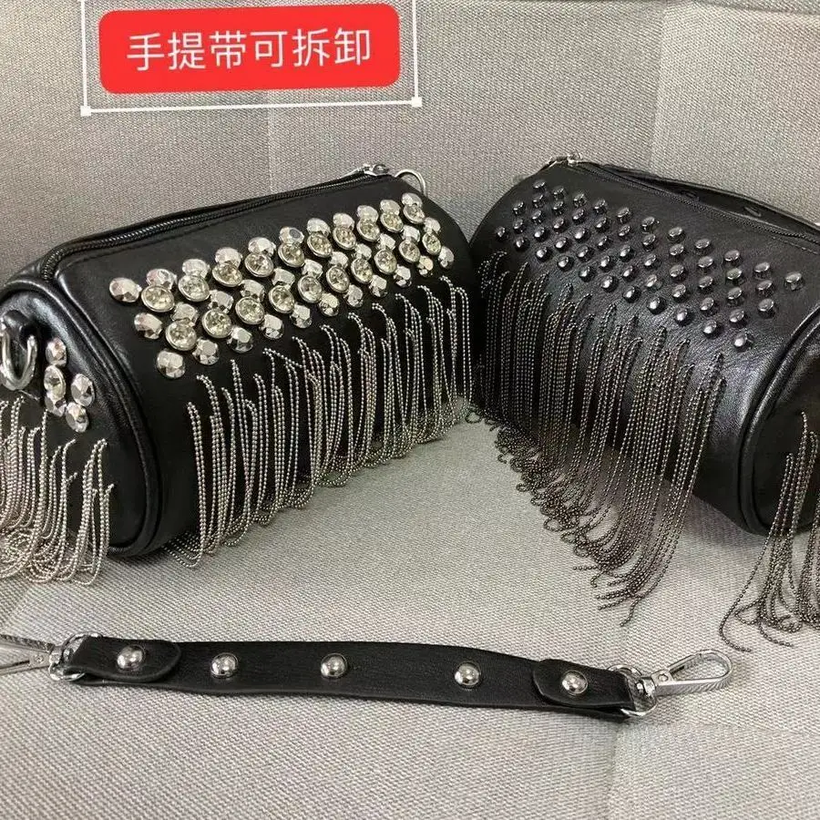 2026 Fashion Mini Tassel Rivet Handbag Shoulder Bags For Women Crossbody Bag Female Travel Handbags Summer Phone Bag Bucket Bag - view 4