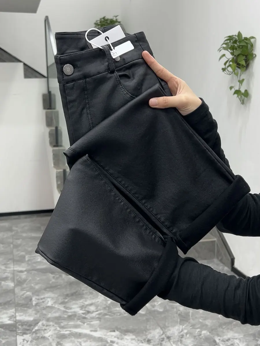

High Waist Straight Leg Coat Pants Women's Autumn Winter Slimming Effect Matte Fini 92cm Long Ladies Casual Trousers