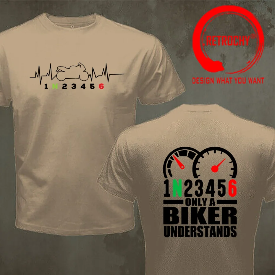 Funny Design 1N23456 Heartbeat Motorcycle Gear Biker  Shirt Men Fashion Trendy Casual Clothing Stylish Tops Tee Shirt Leisure