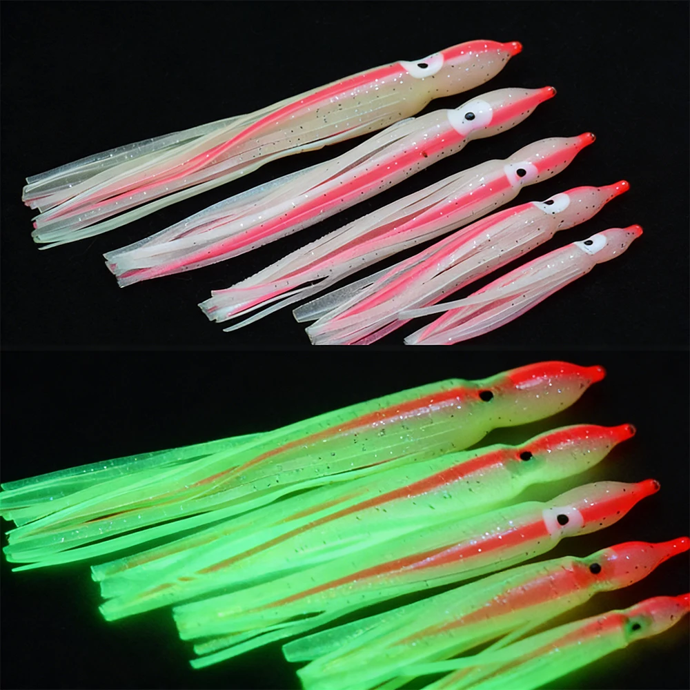 

10 pcs luminescent squid bait, artificial simulated bait ranging from 6cm to 14cm, suitable for sea trolling gear