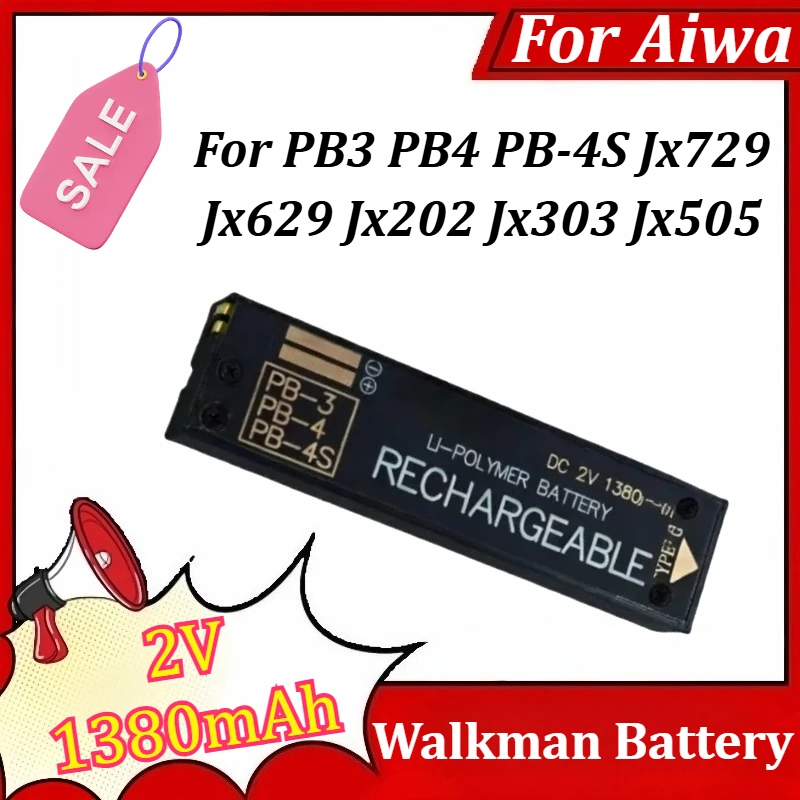 

2V 1380mAh Walkman Battery for Aiwa PB3 PB4 PB-4S Jx729 Jx629 Jx202 Jx303 Jx505 Px370 Jx609 P50 Jx303 Jx2000 Px30 Px50 Rl30 Rl75