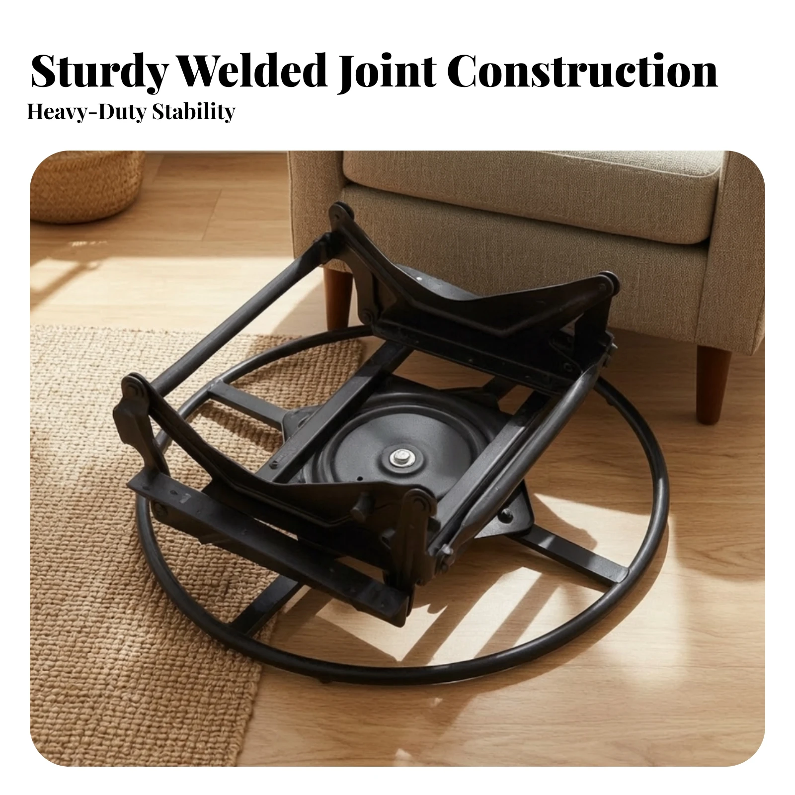 Sofa Swivel Circular Base 360-Degree Chair Base with Swivel Bottom Mechanism Low-Profile Rotating Tray Hardware Stable
