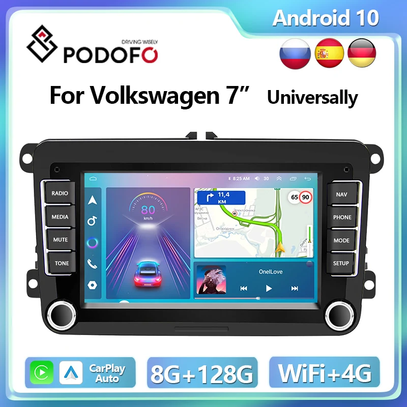 

Podofo 4G CarPlay Android Auto Car Radio For Volkswagen Skoda SEAT Passat Golf Polo GPS Stereo Head Unit Multimedia Player HiFi