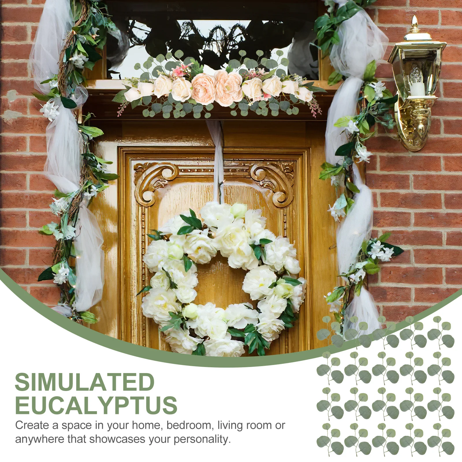 

50Pcs Artificial Eucalyptus Plant Decor Natural Bright Green Leaves for Wall Hanging Home Decoration Photo Prop Scene Layouts