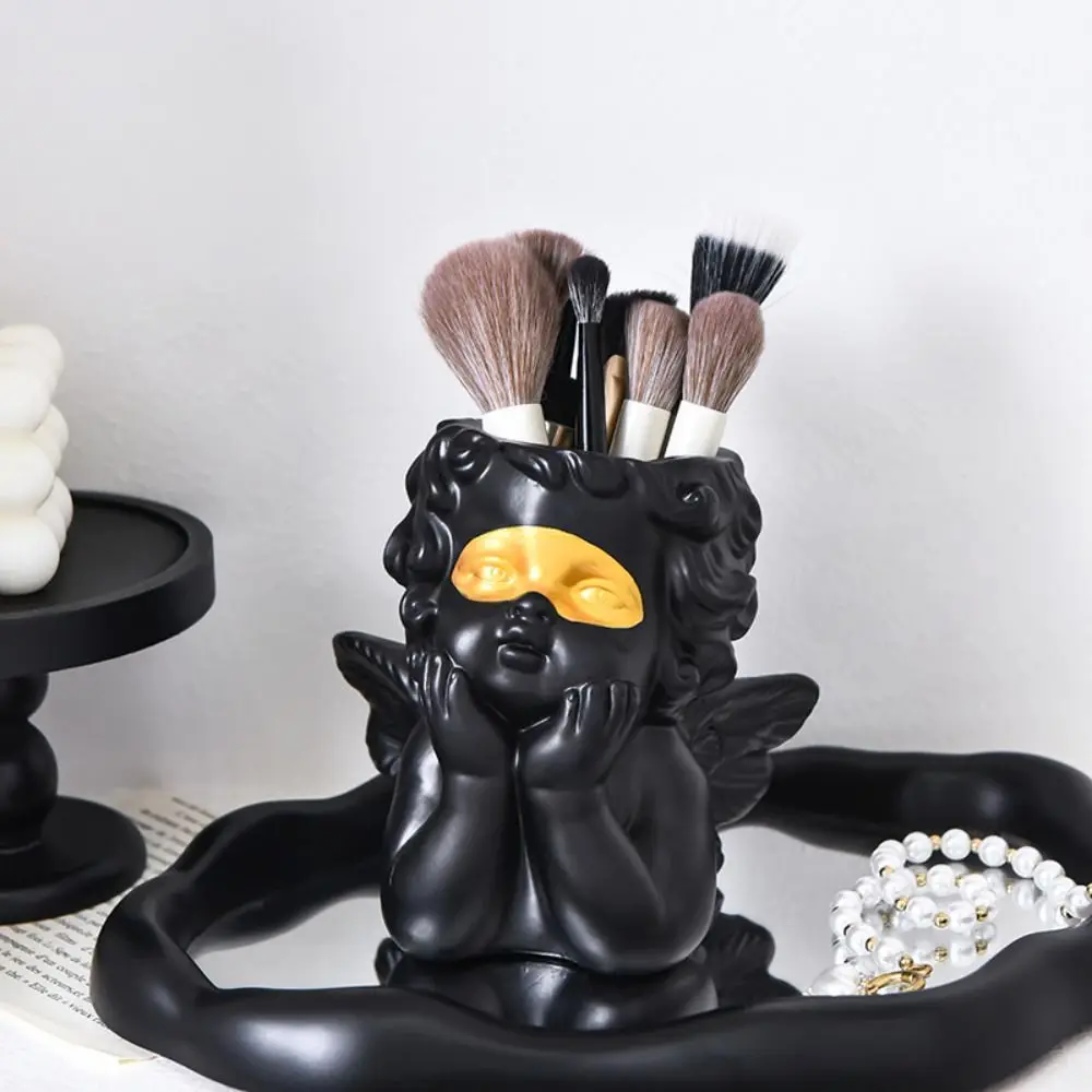 

Creative Angel Pen Holder Cute Large Opening Makeup Brush Storage Bucket Funny Multi-Purpose Desktop Storage Container Cosmetics