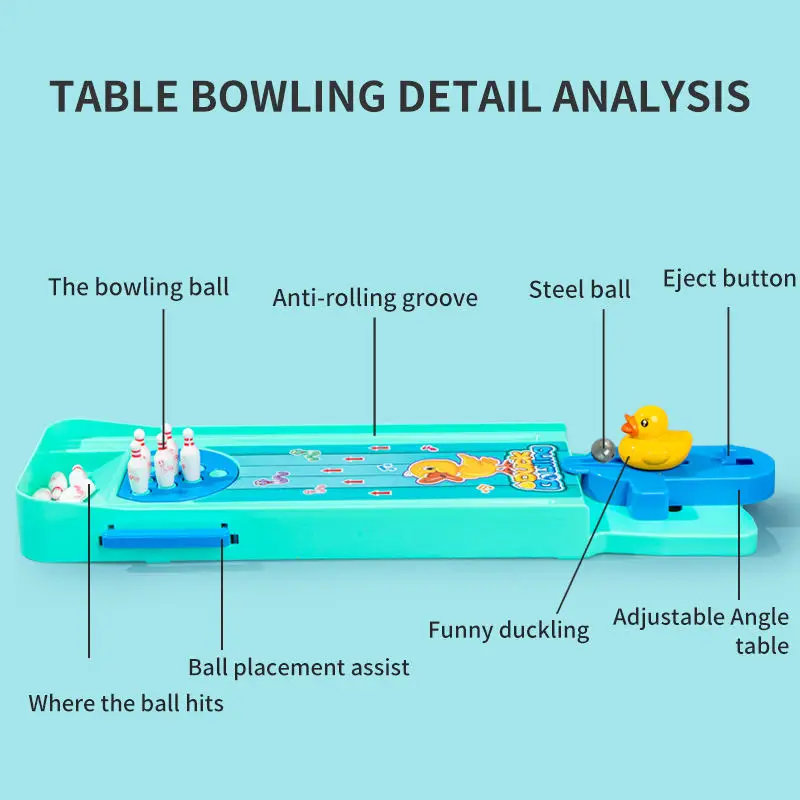 Mini Desktop Bowling Set Game Funny Indoor Parent-Child Interactive Toy Party Table Sports Educational Game for Kids Adults Gift