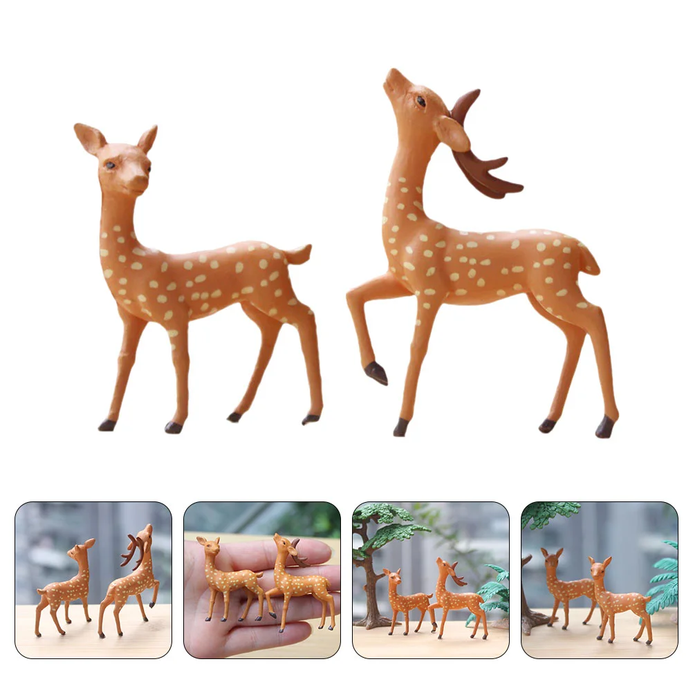 Sika Deer Ornament Adorable Decor Moss Animal Decorations Miniatures Small Figurines Themed Birthday for Home Statue