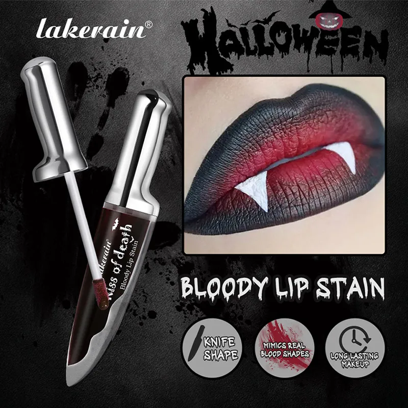 Halloween Lip Gloss Kiss Of Death Liquid Lipstick Anti-makeup Matte Long-lasting Vampire Makeup Nonstick Cup Easy Color Lipstick