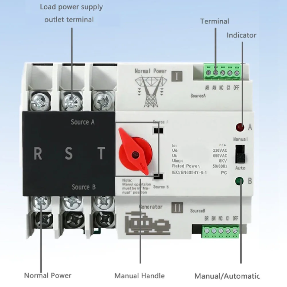 230V AC Auto Transfer Switch PC Isolation Type Conversion Time About 30ms Seamless Power Transition Millisecond-level Switching