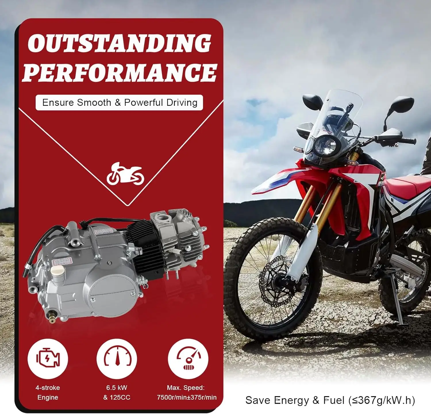 

Upgrade 125cc Engine Pit Dirt Bike Engine Kit Manual Clutch 4-Stroke Motor Single Cylinder Motor Engine for Honda&Dirt Pit Bike