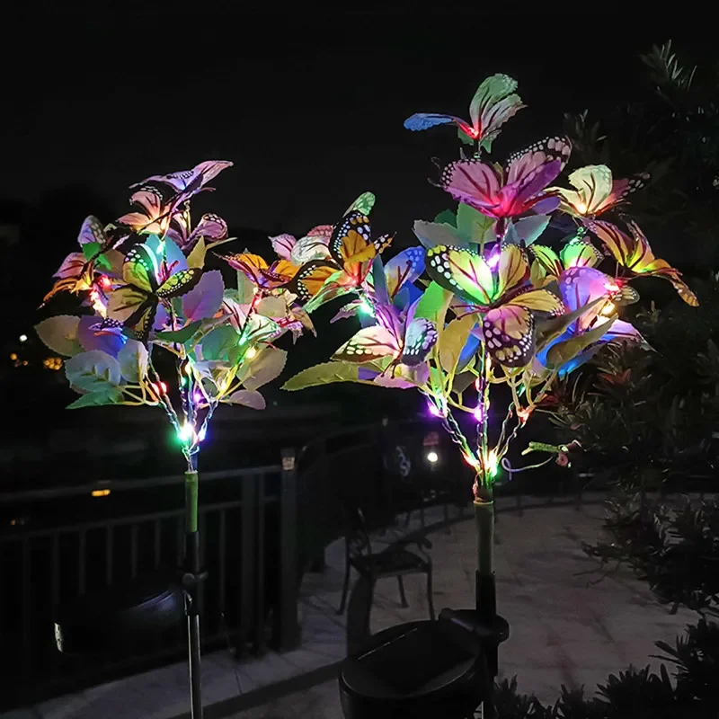 Solar Landscape Lawn Yard Light Butterfly Garden Light Outdoor Solar Stake Light Changing