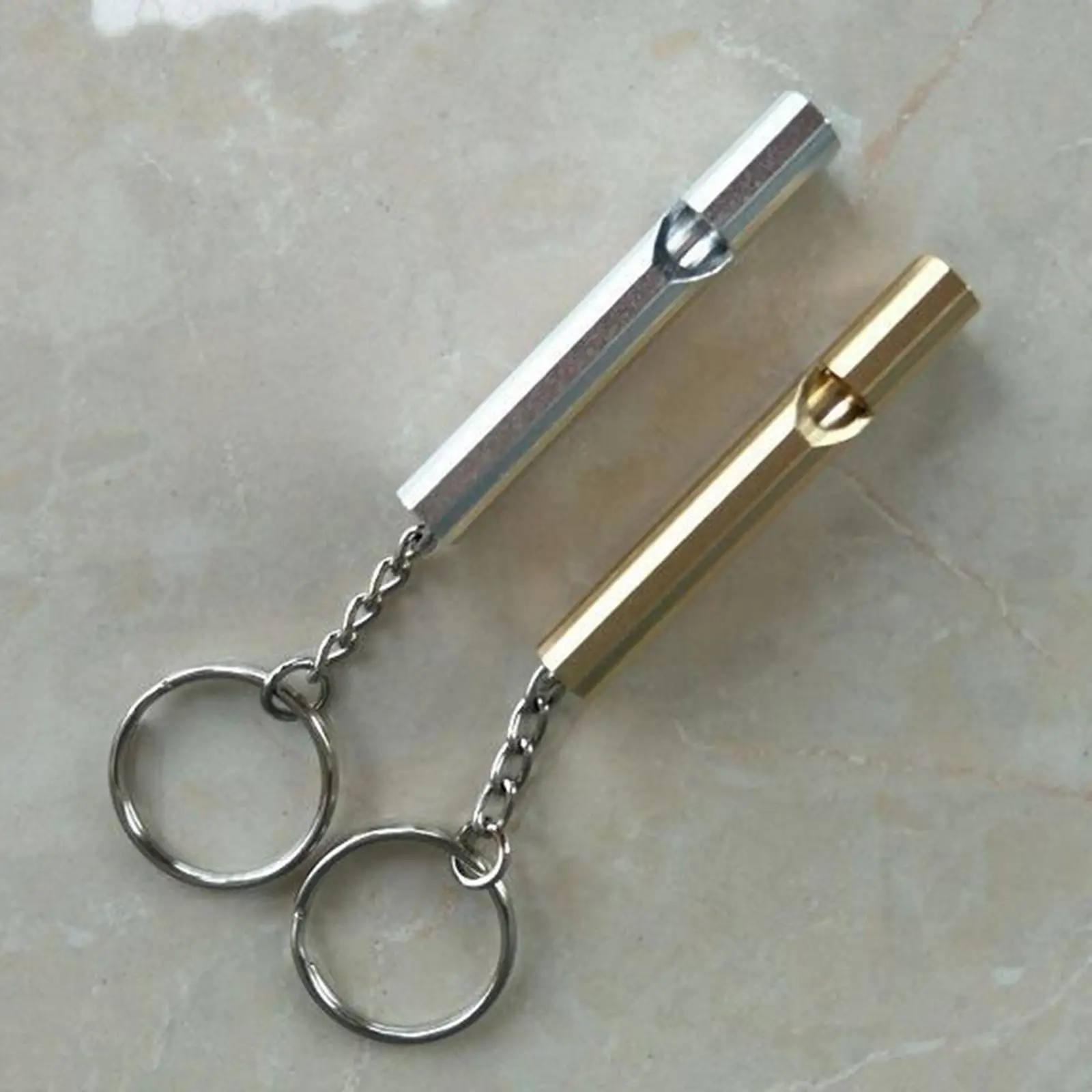 Keychain Survival Whistle for Outdoor Camping Hiking Kayaking Boating Emergency Rescue Loud Double Tube Aluminum Alloy High