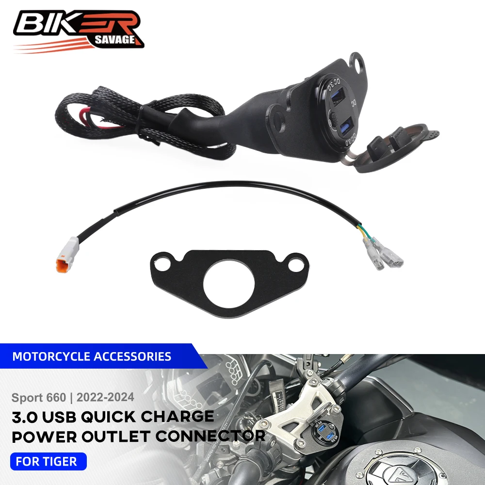 2024 Sport 660 3.0 Quick USB Charger 2 Pin Y Splitter Cable For Tiger Sport 660 2022-2023 Motor Power Outlet Connector Plug 12V