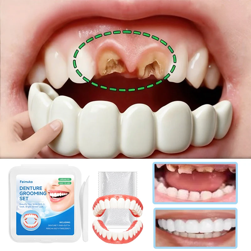 2026 New Handmade Natural Soft Silicone Dentures Realistic Removable Comfort False Teeth For Middle Aged Elderly Daily Use