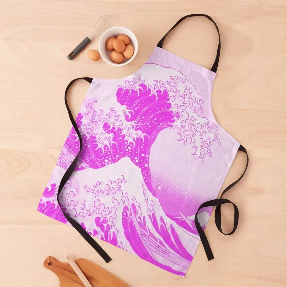 

Fluorescent Neon Purple Japanese Wave Aesthetic Apron Cute Kitchen kitchen clothes Kitchen For Women Apron