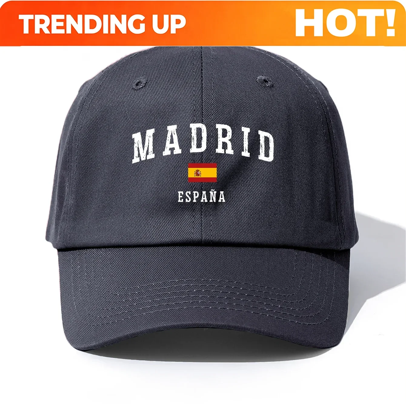 Personalisierbare Baseballkappe mit MADRID-Aufdruck für Erwachsene, minimalistischer Retro-Stil, lässige, weiche und verstellbare Kappe, ideal als Geschenk.