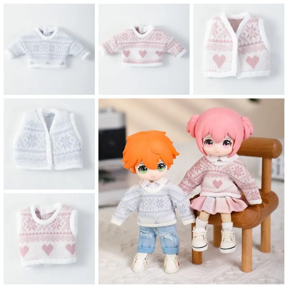 Plaid Pattern OB11 Doll Sweater Jacket Vest Love 1/12 Doll Cardigan Cute Snowflake Ob11 Baby Clothes 1/12bjd Dolls Accessories