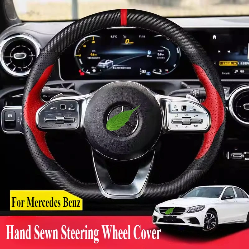 

Для Mercedes Benz GLC C260L C200L E300L C180 GLA CLA ручное шитье из углеродного волокна кожаный чехол на руль аксессуары для салона автомобиля