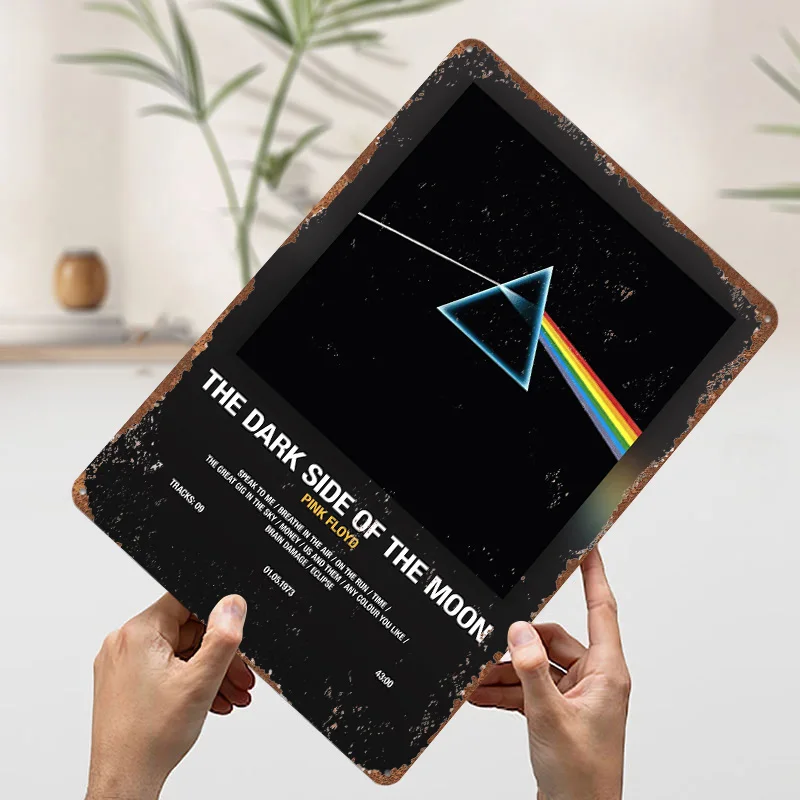 الوردي فلويد - الجانب المظلم من القمر ملصق معدني علامات معدنية جدار الفن مكتب ديكور مخصص القصدير تسجيل للديكور المنزل عصا ديكو