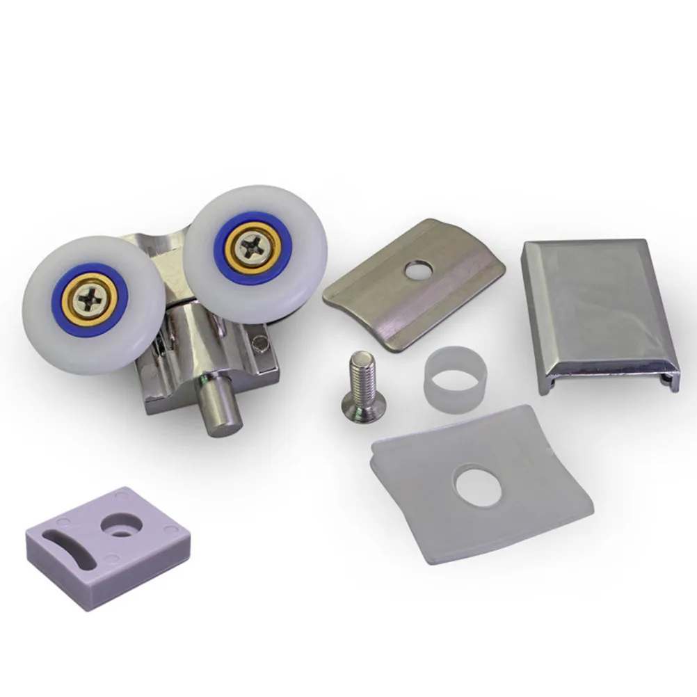 4Pcs Shower Door Rollers Stainless Steel Bearing Balls Zinc Alloy Covers Noise Free Smooth Sliding Bathroom Door Roller Set