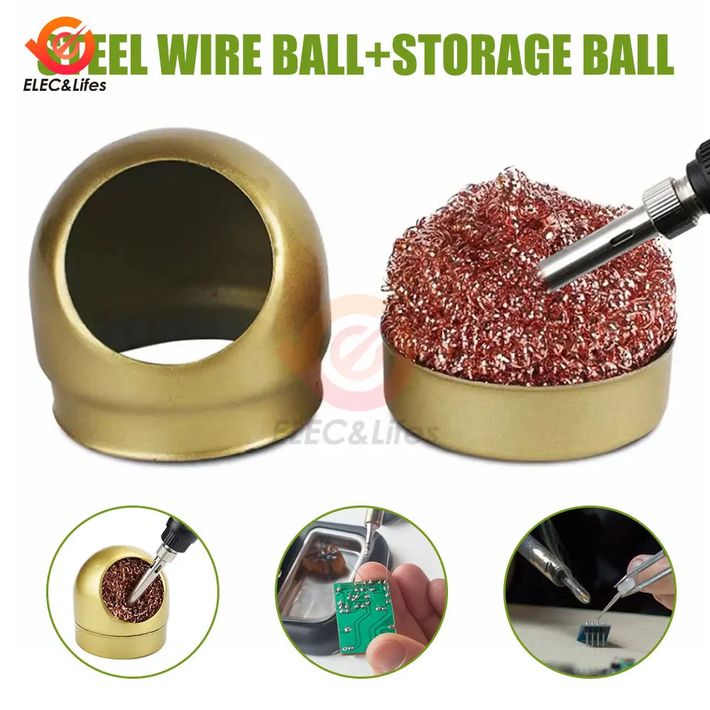 Metal Wire Stand Soldering Iron Tip Cleaner Welding Soldering Iron Tip Cleaning Copper Wire Cleaner Ball Mesh Filter