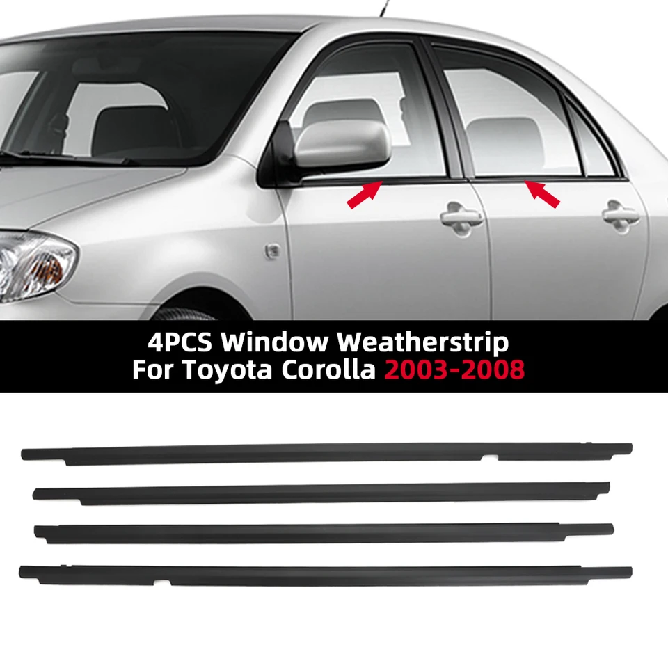 車の窓ガラスシールストリップ Compatible With For Corolla For Altis 4ドア 2003 2004 Weather Strip Window Moulding Trim Weatherstrip Strips Door Glass Seal Belt  For Toyota Corolla 2003-2008 2005 2006 - AliExpress 34