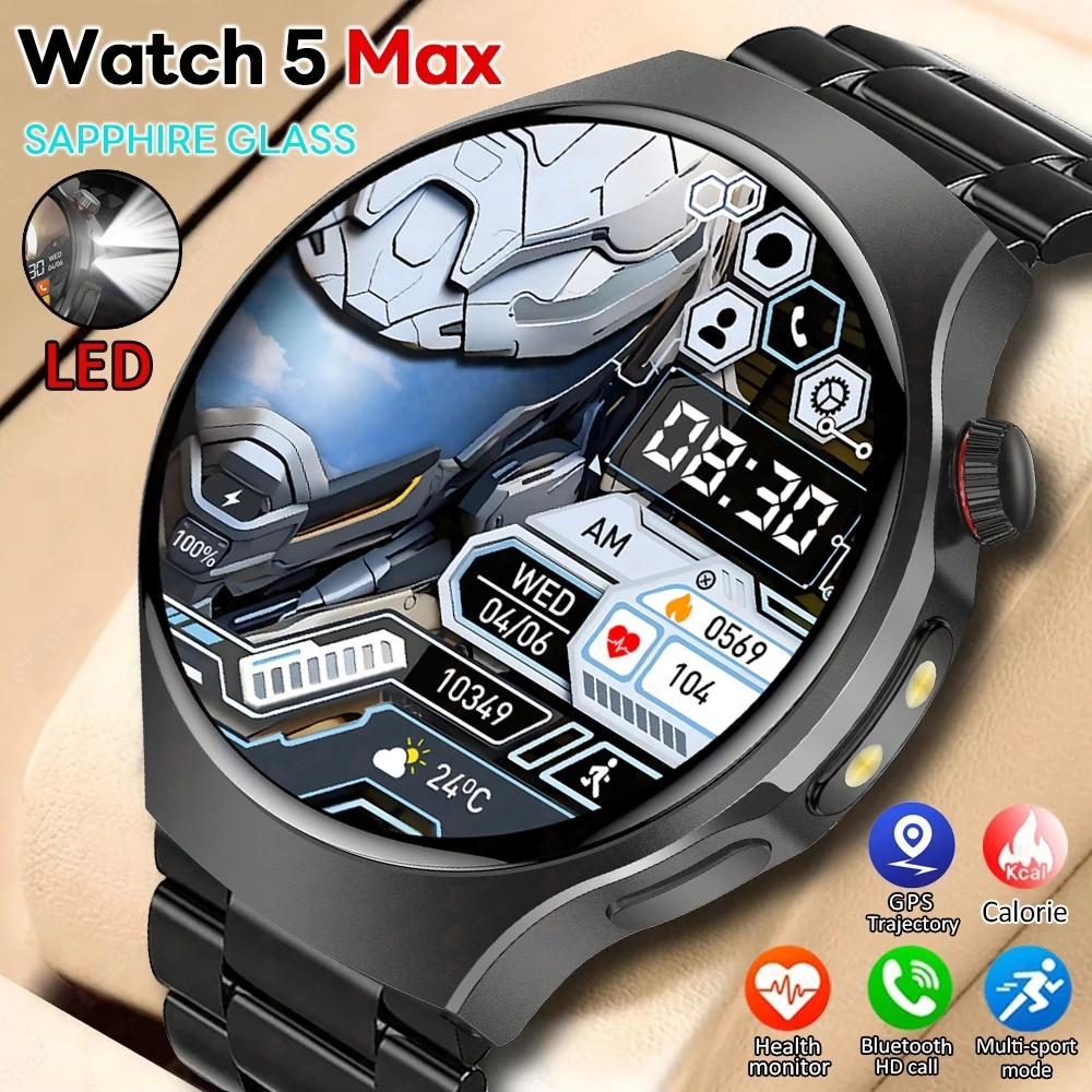 2025 reloj 5 PRO reloj inteligente hombres linterna LED 150 + seguimiento deportivo ritmo cardíaco Bluetooth llamada Smartwatch hombre reloj 5 PRO