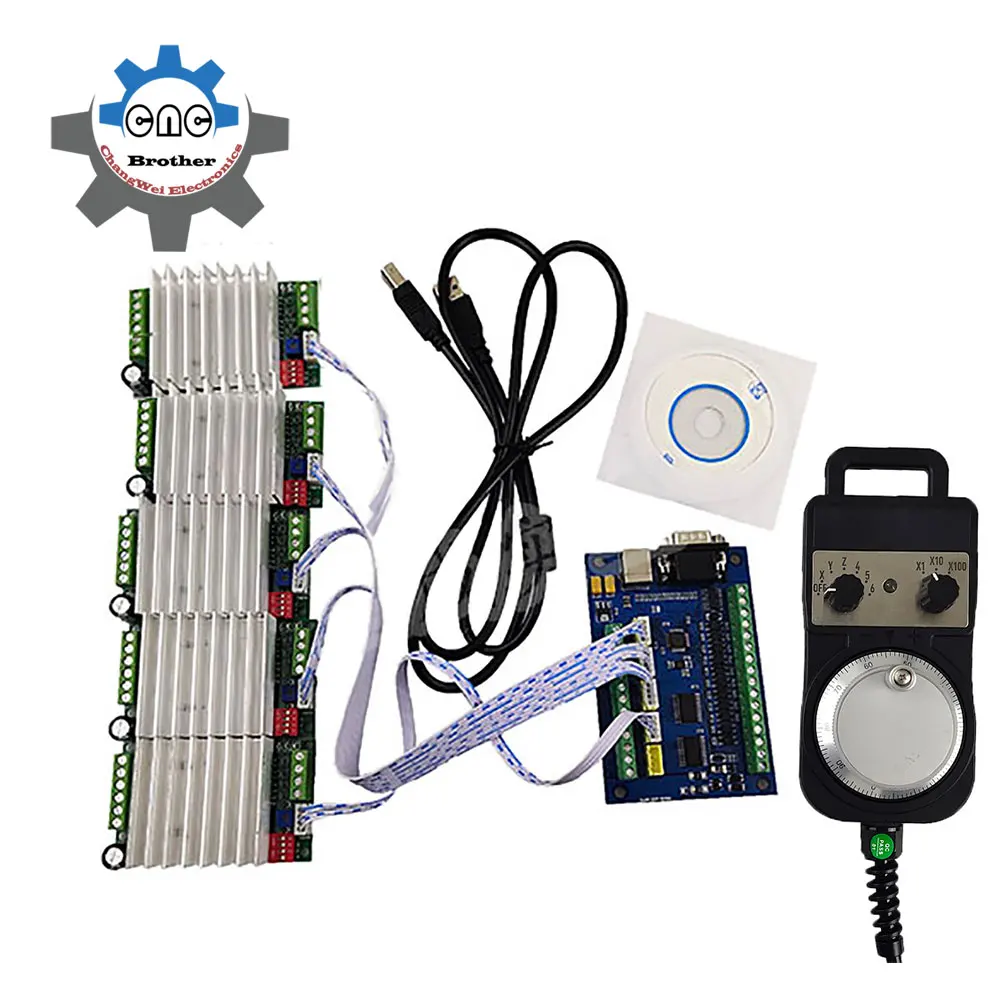 

CNC USB MACH3 3Axis 4Axis 5Axis 100KHz Smooth Stepping Motion Control Card Branch Board + 5PCS TB6600 4.5A Stepping Motor Driver