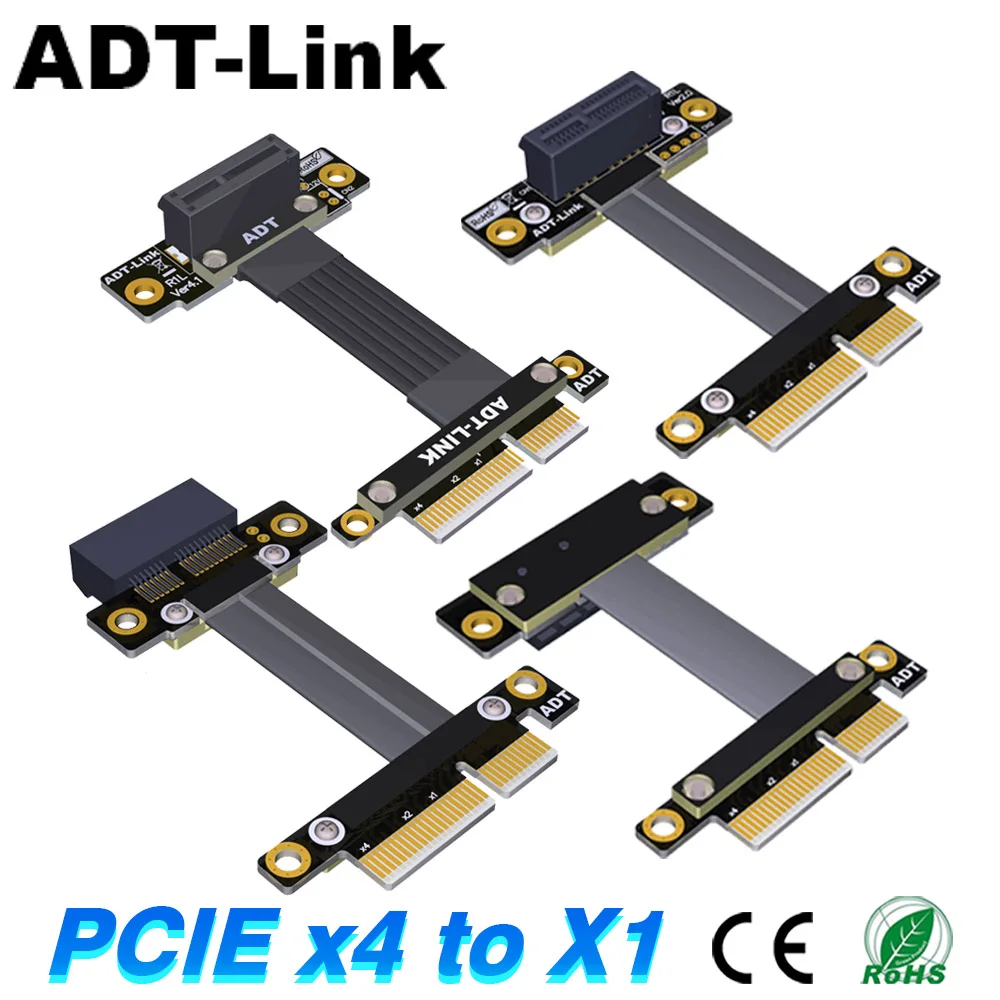 PCIe X4 to X1 Riser Cable Adapter for Sound Network Capture Cards Gigabit Wireless LAN USB Audio 1x to 4x Extension Cables