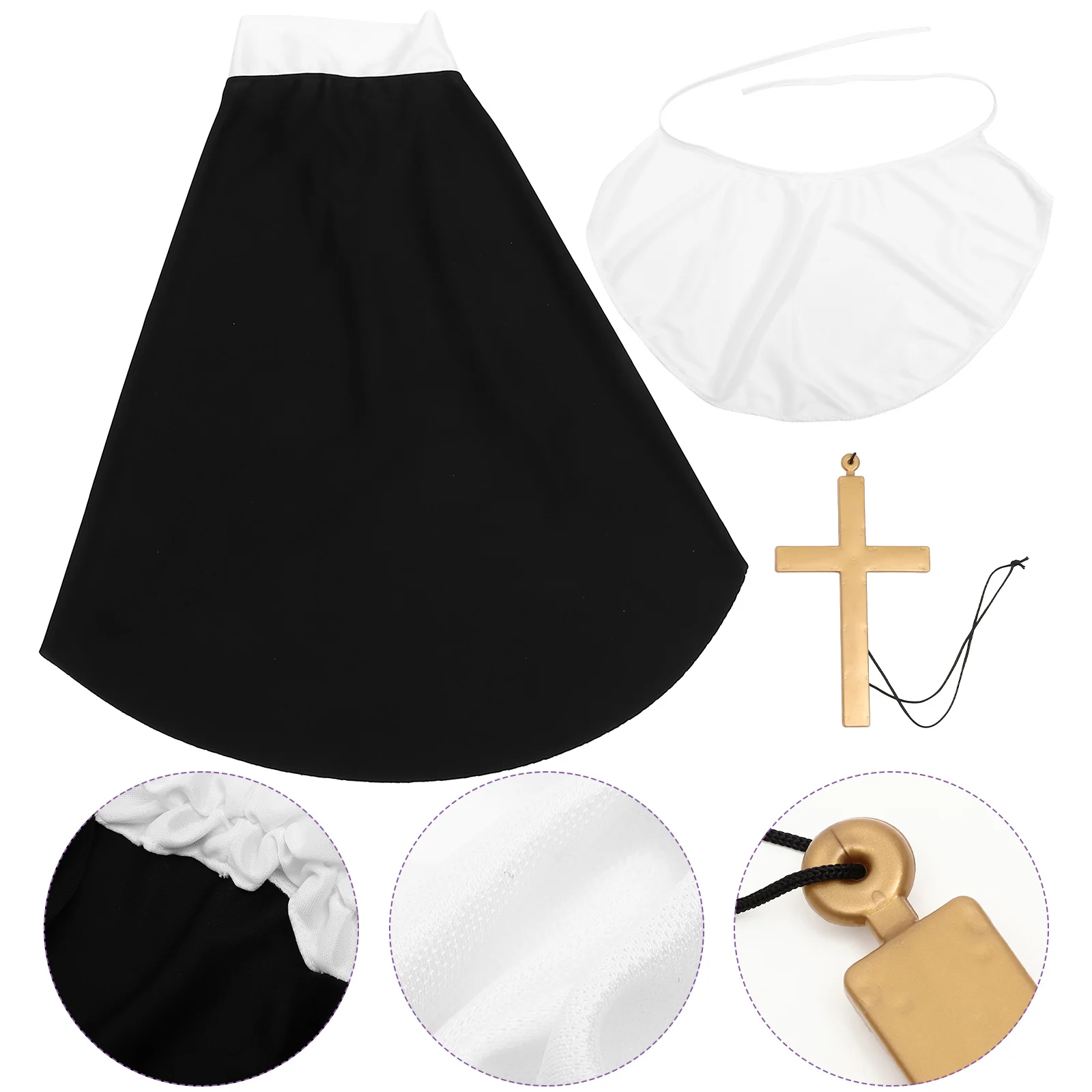 1 set Headscarf Neck Wrap Set Masquerade Party Costume Accessories Fabric Decorations Halloween Props Large Cross Pendant