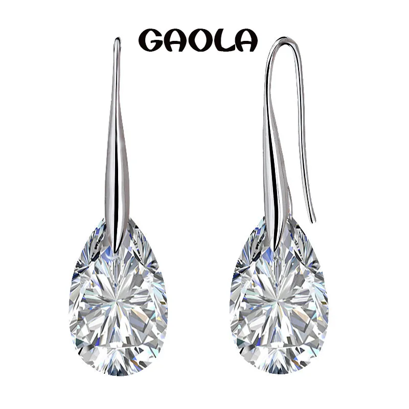 GAOLA Silver Plated Hook & Dangle Earrings with Cubic Zircon Fashion & Classic wedding Crystal Water Drop Earrings GLE0822