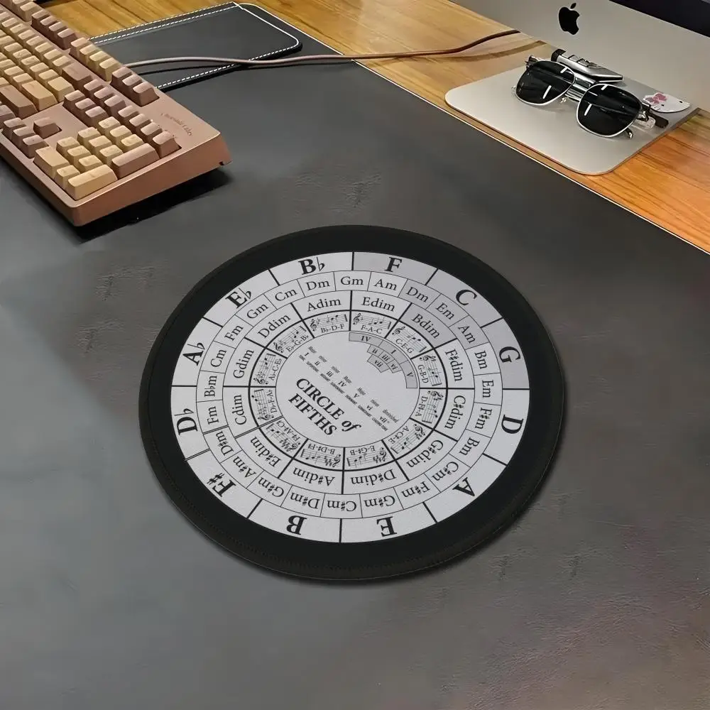 HYBXAXC Music Circle of Fifths Black White Small Mouse Pad Rubber Desk Mat for Gaming Office Mousepad