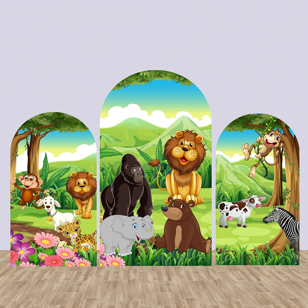 

Jungle Safari Photography Background for Boy Birthday Party Decor Wild One Baby Shower Arch Backdrop Cover Doubleside Prints