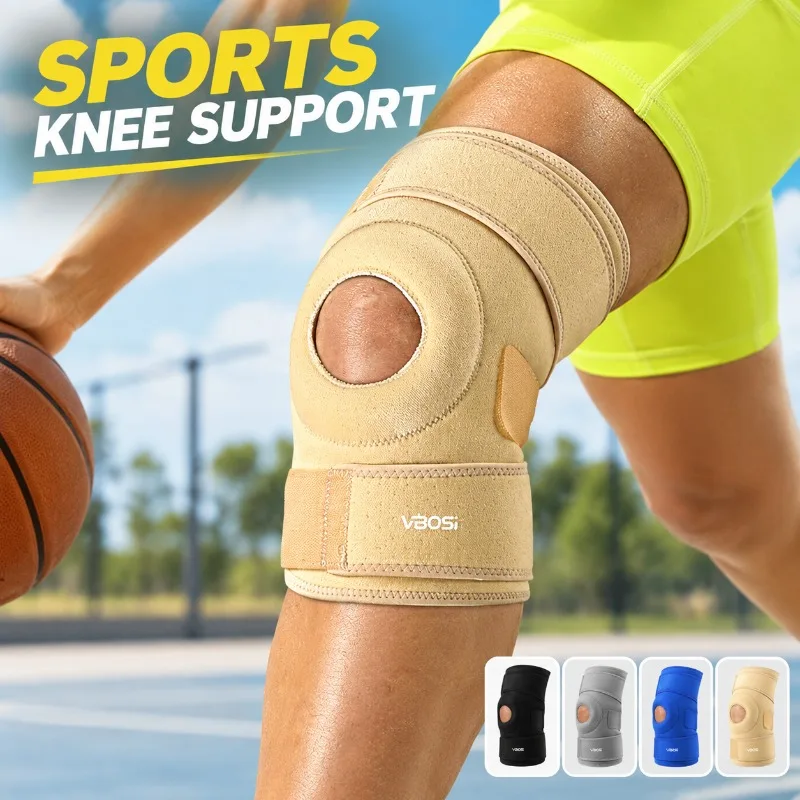 Sports Knee Support Brace Breathable Adjustable Compression Knee Protector Shock Absorption Knee Sleeve for Basketball Hiking