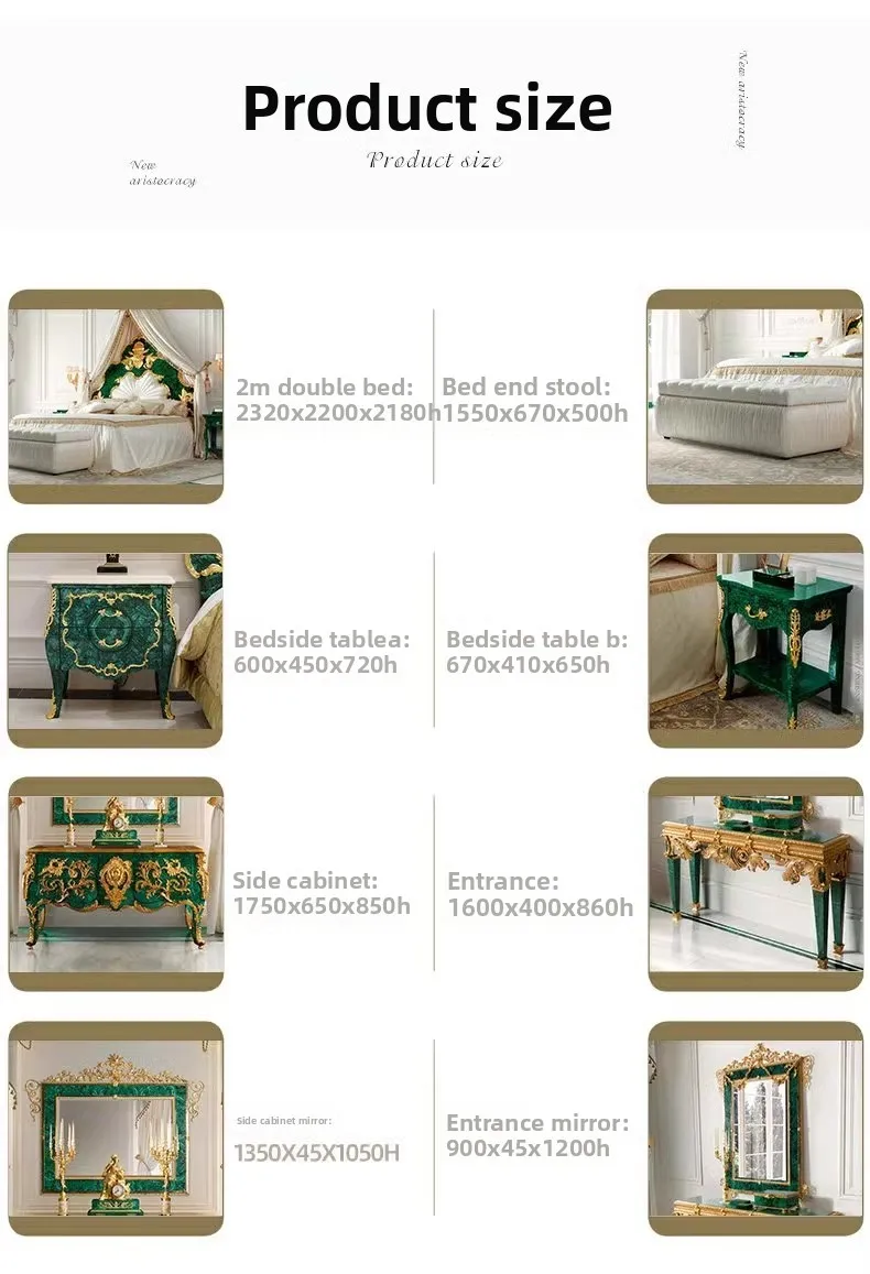 European solid wood carving flower double bed French court villa large bedroom wedding bed