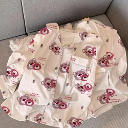 Disney Cute Strawberry Bear Pajamas Women's Autumn New Home Furnishings Pijama Pajama Sets Sleep Lounge Underwear