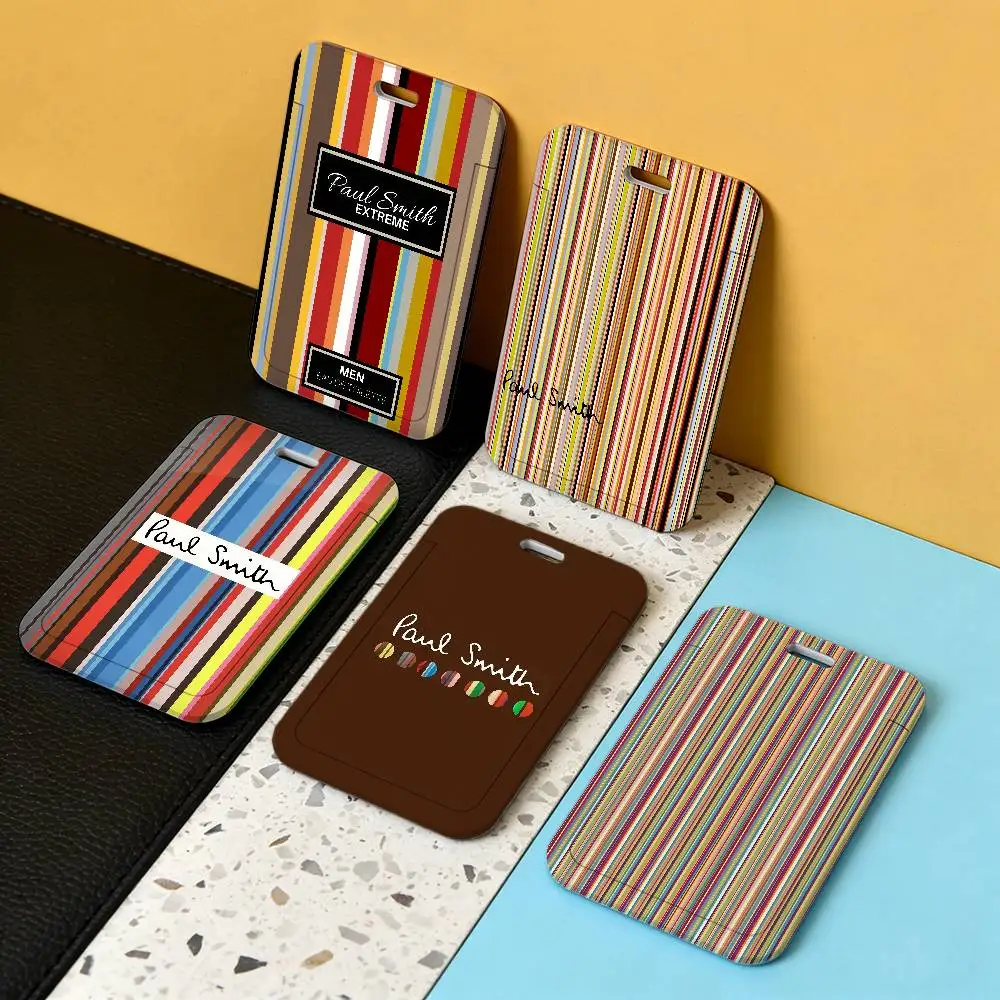 Fashion P-Paul S-Smith Transparent Card Holder Employee Plastic Slide Cover Lanyard Work Business ID Bag Bus