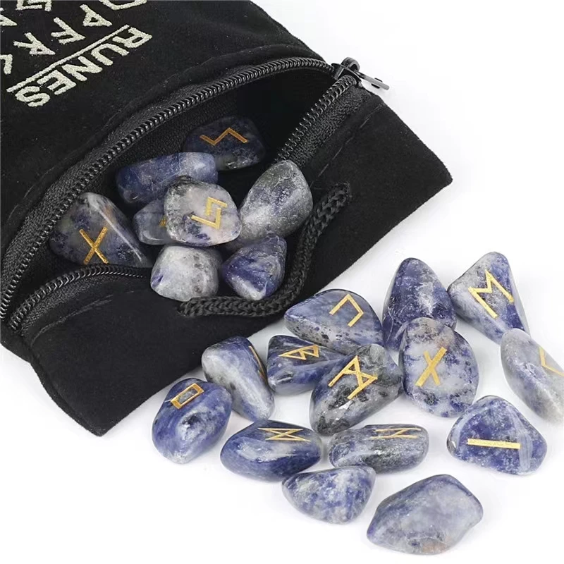 25PCS/Set fortune-telling runes Divination Rune Stones Spiritual Stones Natural Crystal Runestones Stones For Meditation