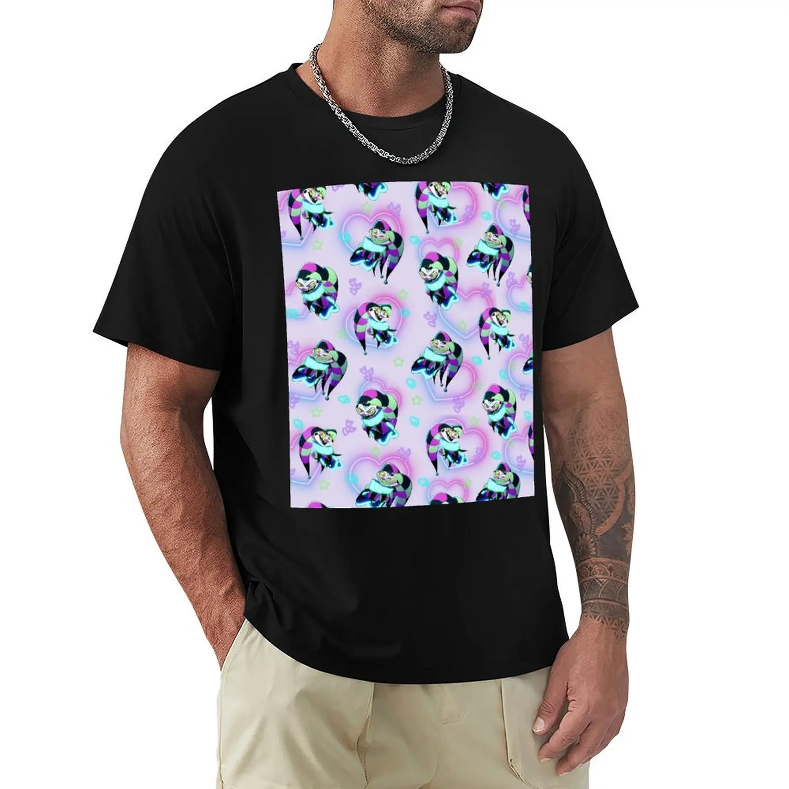 Fizzarolli Fizz Neon Hearts & Stars Seamless Pattern Helluvaboss T-Shirt Dry Fit Running Short Sleeve Top
