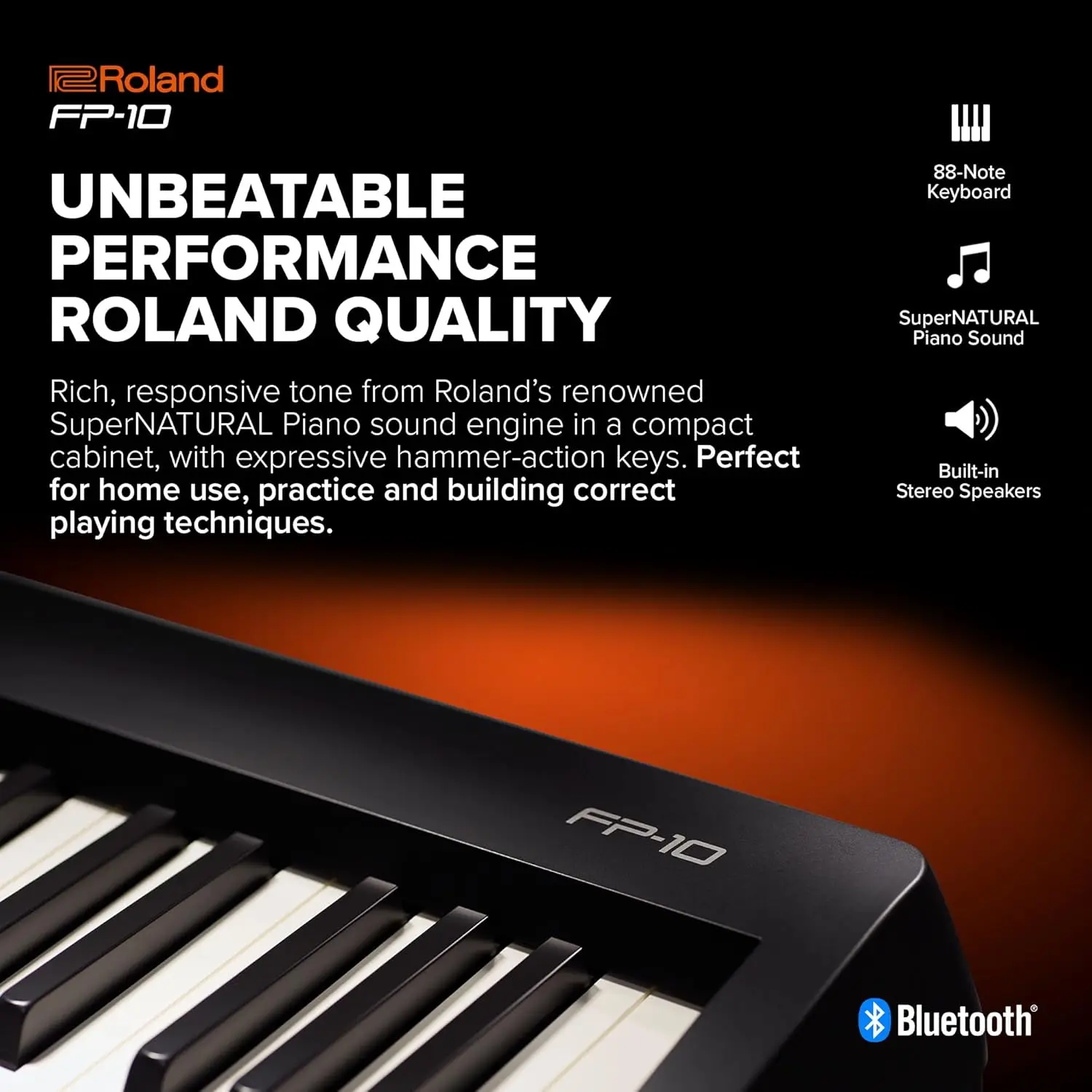 FP-10 88-key Entry Level Digital Keyboard with Bluetooth