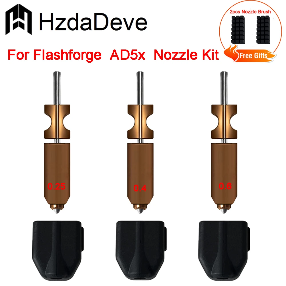 Модернизированная насадка Flashforge AD5X, комплект быстросъемных насадок Hotend, 0,25/0,4/0,6/0,8, аксессуары для 3D-принтеров Модернизированная насадка Flashforge AD5X, комплект быстросъемных насадок Hotend, 0,25/0,4/0,6/0,8, аксессуары для 3D-принтеров