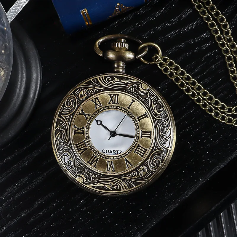 Reloj de bolsillo romano Retro estilo Shangpastoral, venta al por mayor de fábrica, reloj de cuarzo con tapa a escala romana con doble pantalla grande