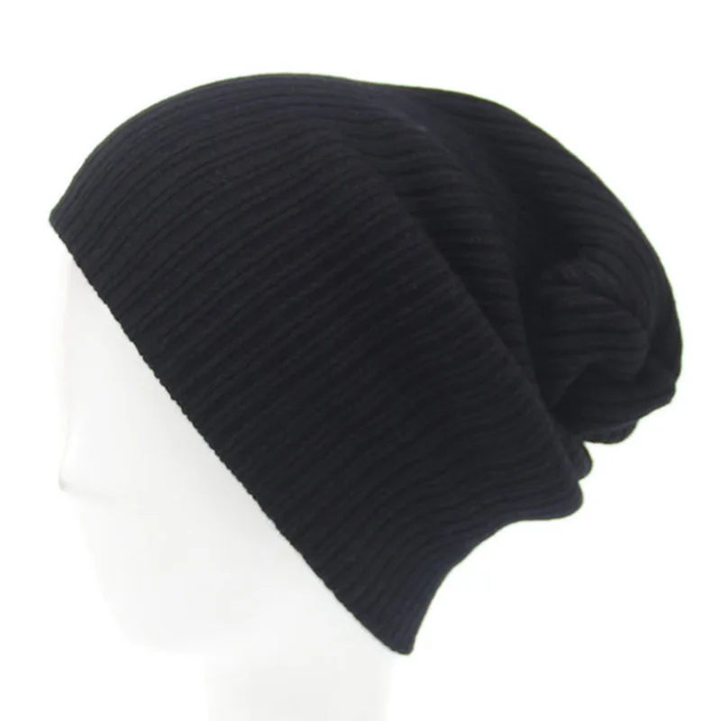 Stretchy Plain Knitted Hat Women Beanies Solid Skull Cap Winter Keep Warm Dark Green Grey Blue Black