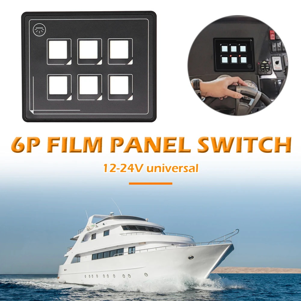 6 Gang Electronic Membrane Panel Switch Car LED Touch Membrane Control Panel Switch DC 11V-30V RV Switch Panel LED Light Display