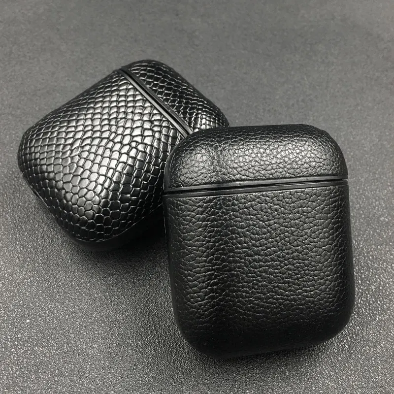 جلد الثعبان بو الجلود سماعة الحال بالنسبة لأبل Airpods الغطاء الواقي الصلب لأجهزة Air Pods سماعات الأذن اللاسلكية الجوف خارج تصميم #4