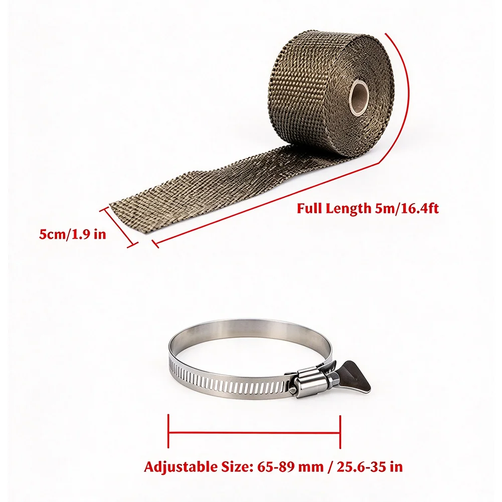 Heat Resistant For Exhaust For Pipe Wrap Strap 5cmX5m Fiberglass Fireproof Shield For Stove Muffler Protection Easy Install